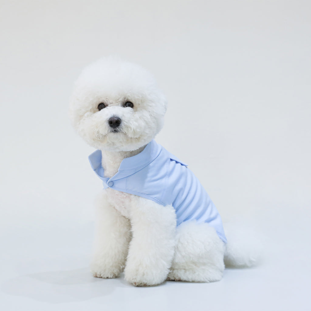 クールスタンドカラーシャツタンク(SKY BLUE)