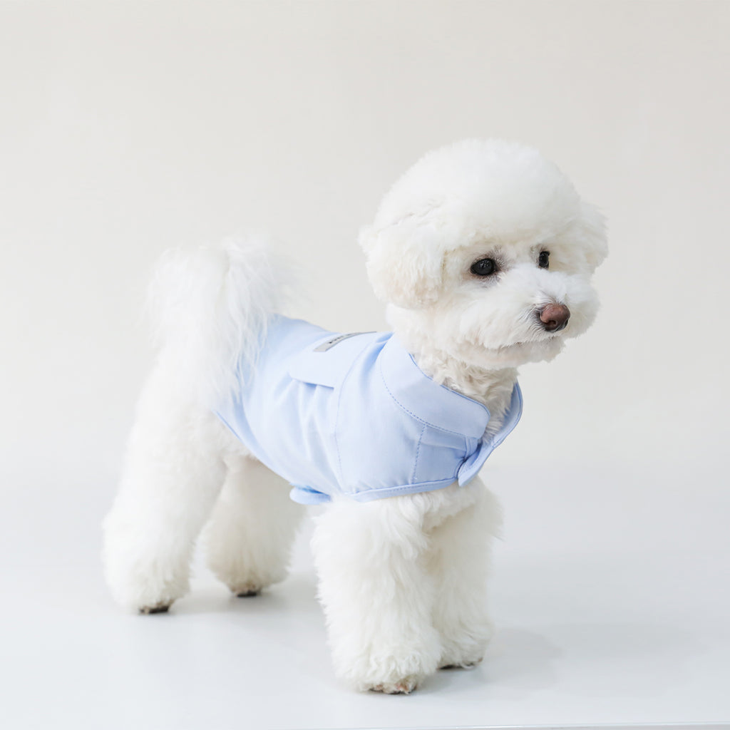 クールスタンドカラーシャツタンク(SKY BLUE)