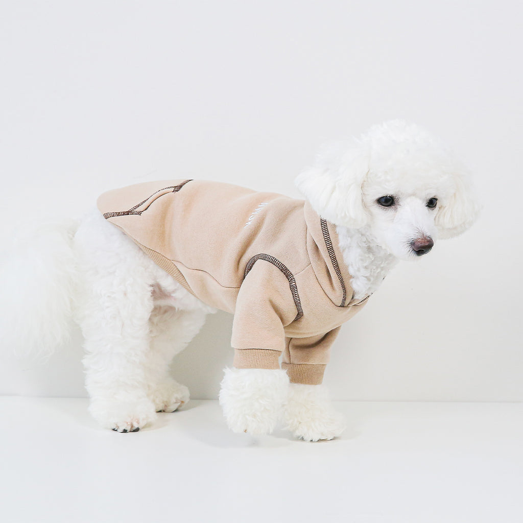 ステッチ裏起毛パーカー(ベージュ)